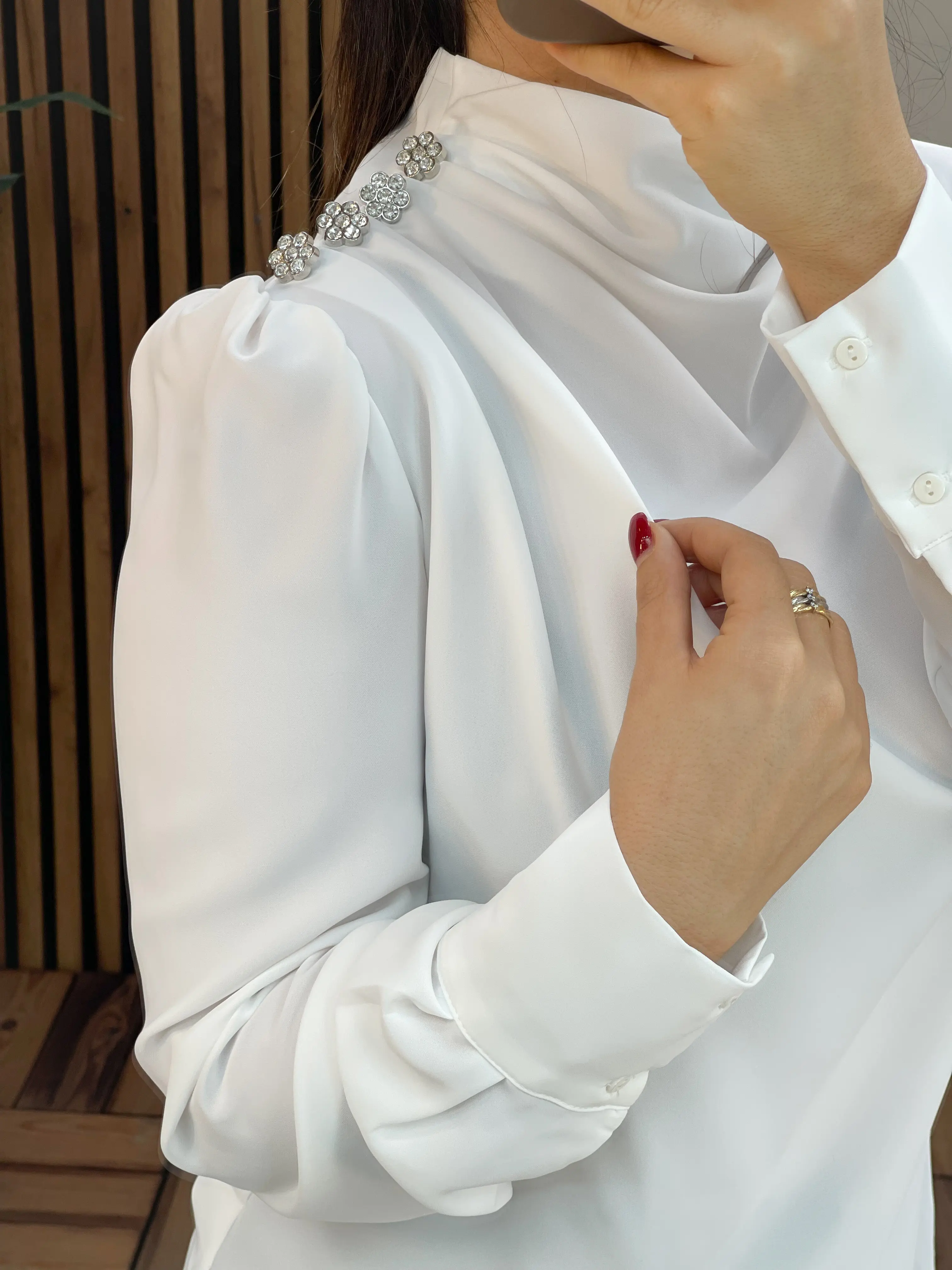 شومیز کرپ ساتن چهار دکمه اورجینال ترک